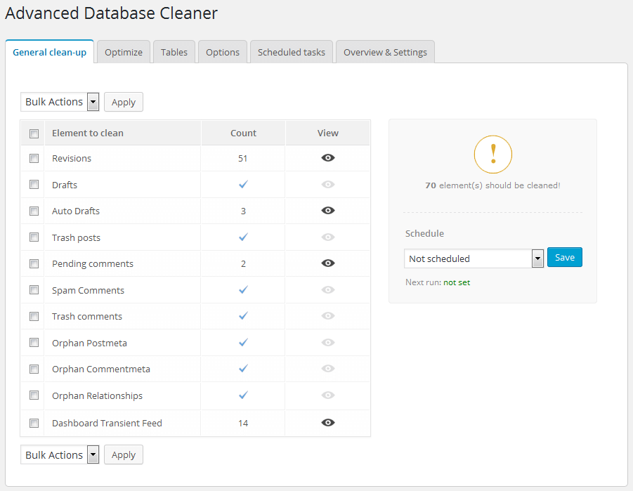 captura advanced database cleaner